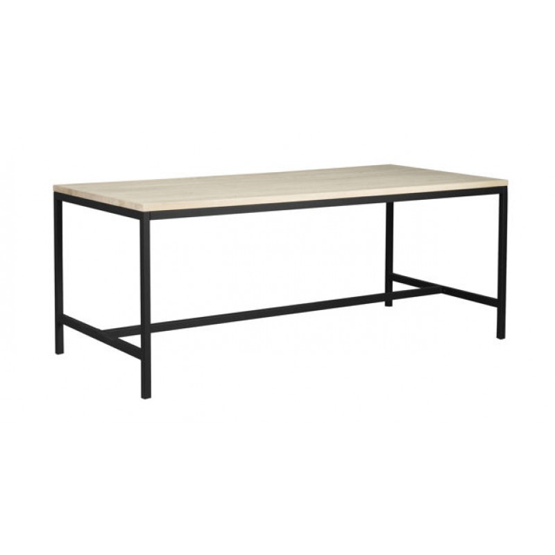 RO EVERETT DINING TABLE WHITEWASH/BLACK